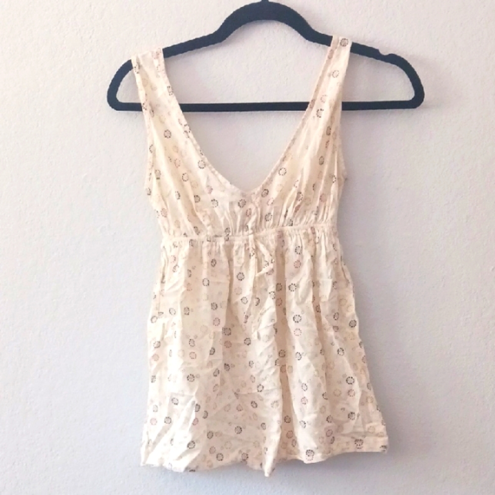 Banana Republic Cream and Brown Patterned Top